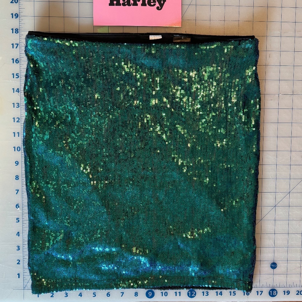 Green Metallic Sequin Mini Skirt